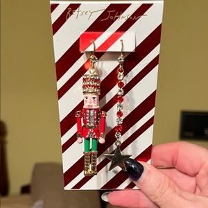 New Betsey Johnson Nutcracker and Star Earrings - Red, Green, Gold, Silver